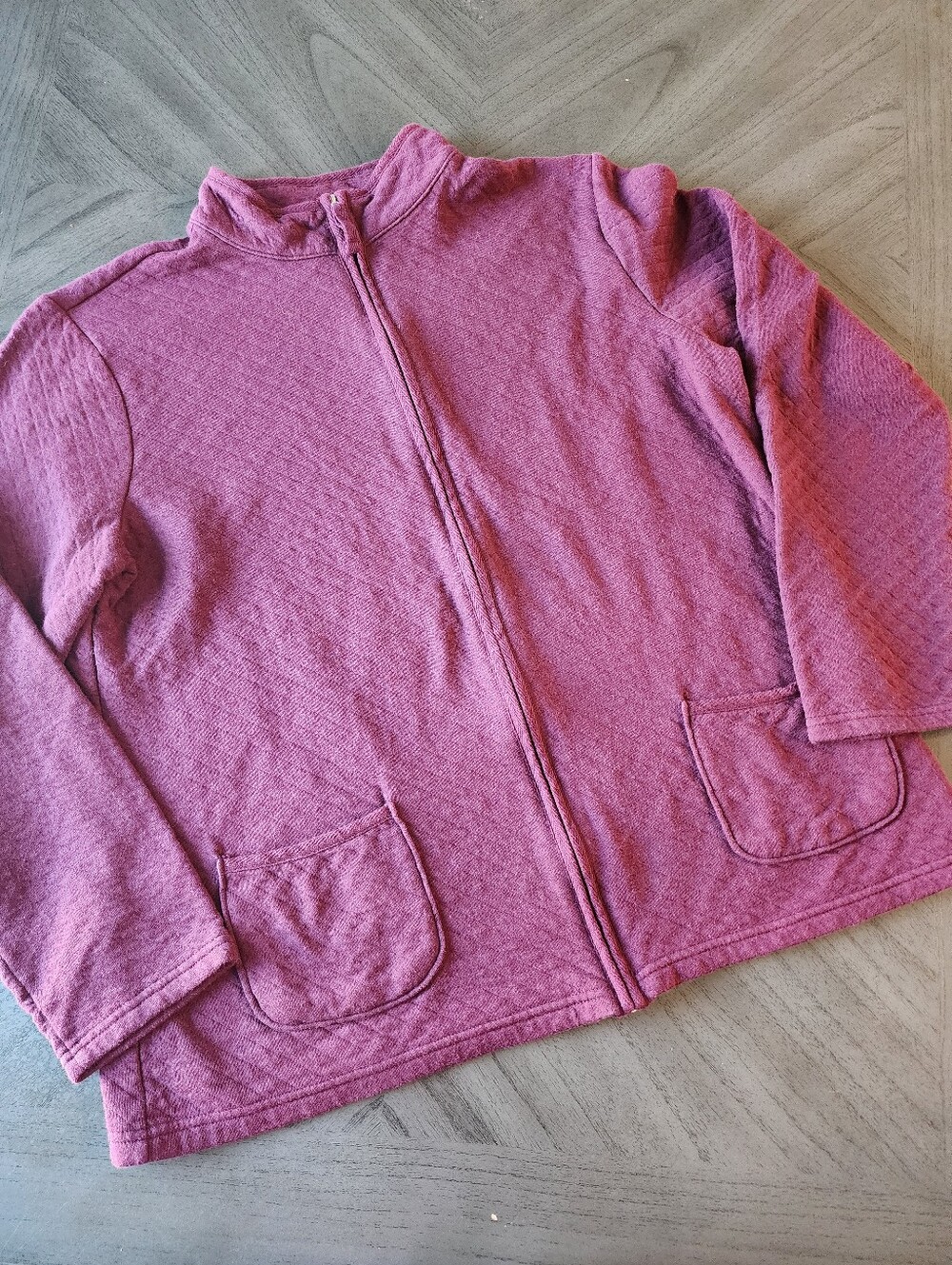 Plum Quilted Grannycore Zip Jacket By Basic Editions Size L